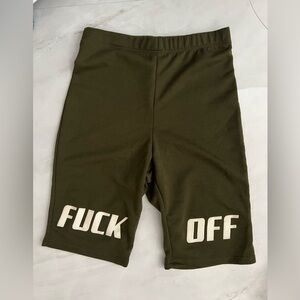 Fashion nova Khaki green Off-White biker shorts